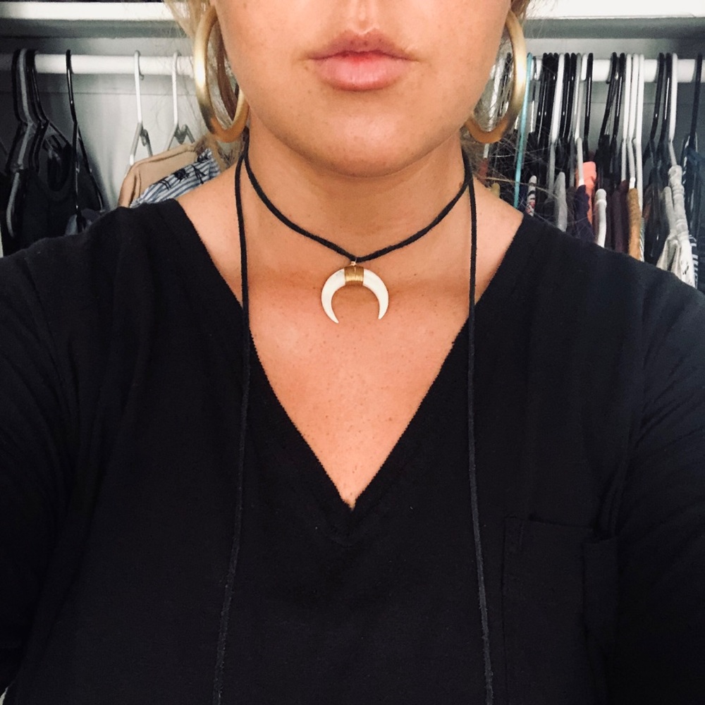 boho crescent horn necklace
